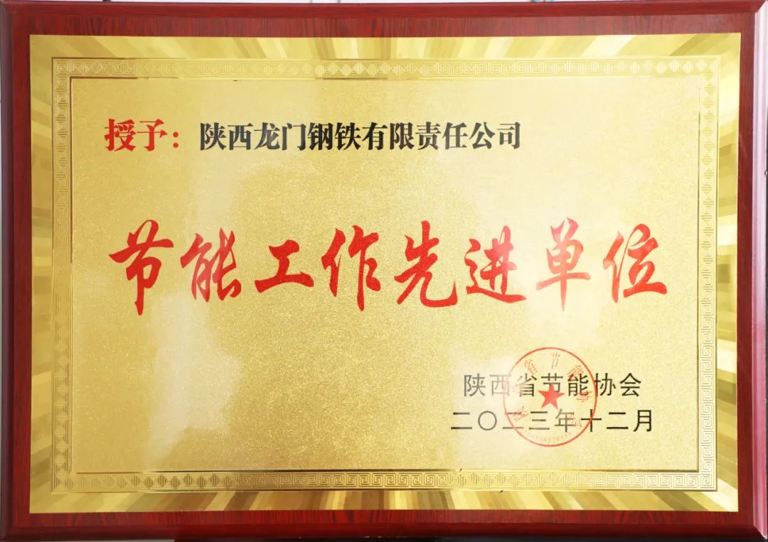 龍鋼公司榮獲陜西省節能協會“節能工作先進單位”